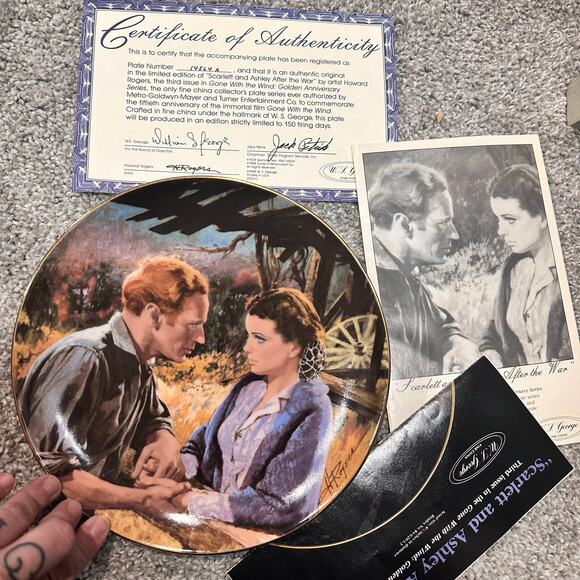 "Scarlett and Ashley After the War" Plate Gone with the Wind Series W.L. George - Picture 3 of 4